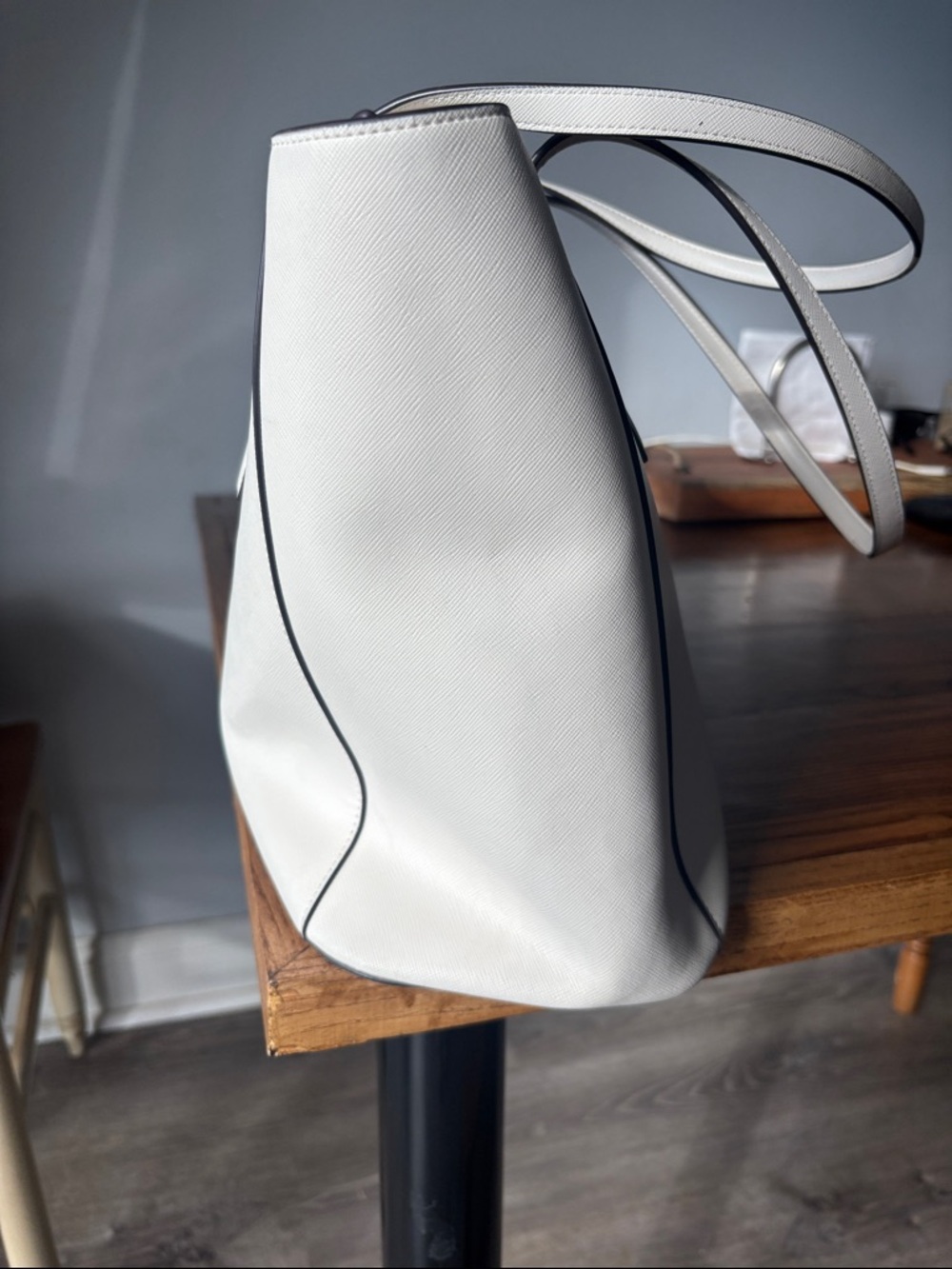 kate spade White Leather Tote with Luggage Tag - Picture 8 of 14